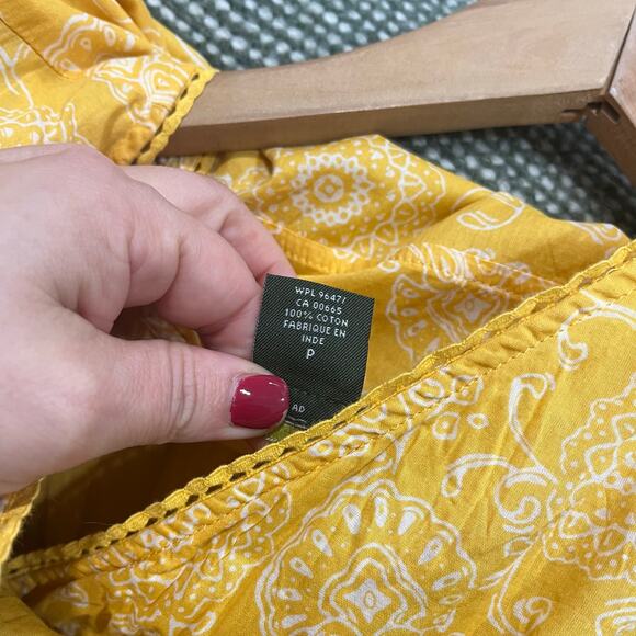 Eddie Bauer 100% Cotton Yellow Paisley Fit & Flare Dress Boho Sz S - Picture 4 of 6